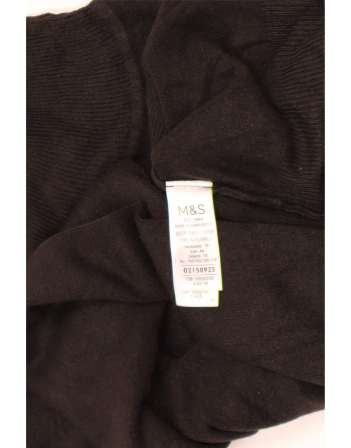 Marks & Spencer Dame Roll Neck Jumper Sweater UK 16 Large Black Acryl