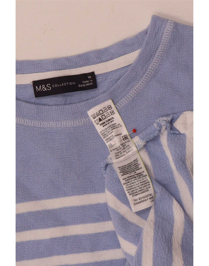 Marks & Spencer Dametop Langærmet UK 10 Lille blå stribet bomuld