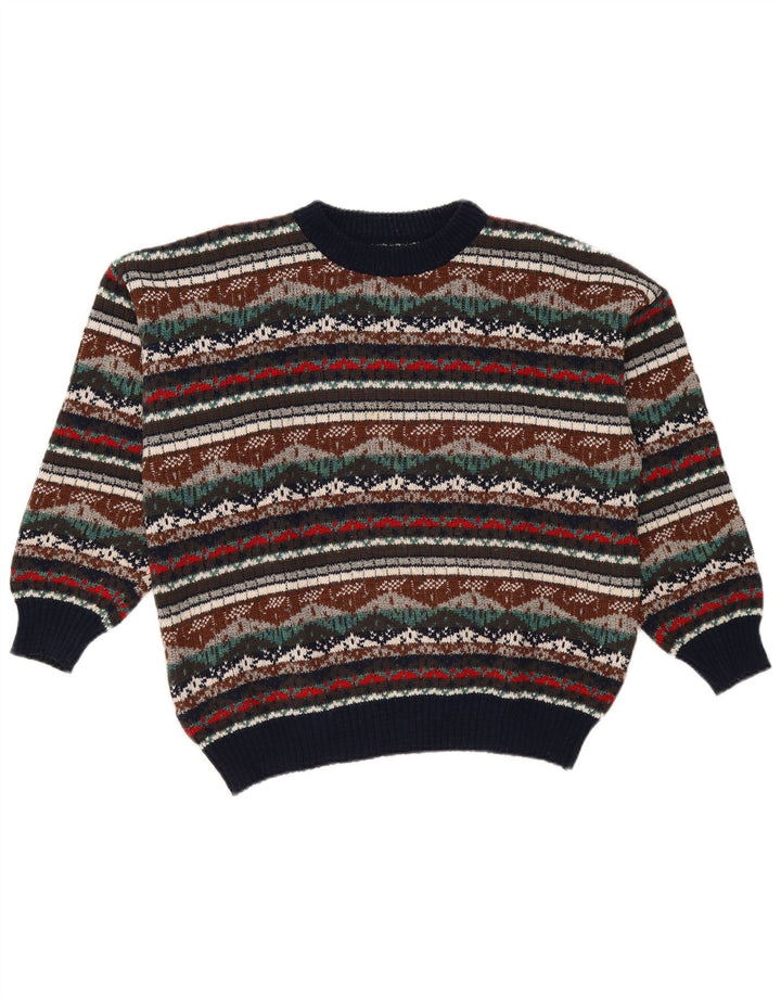 Vintage herre sweater med rund hals XL flerfarvet Fair Isle