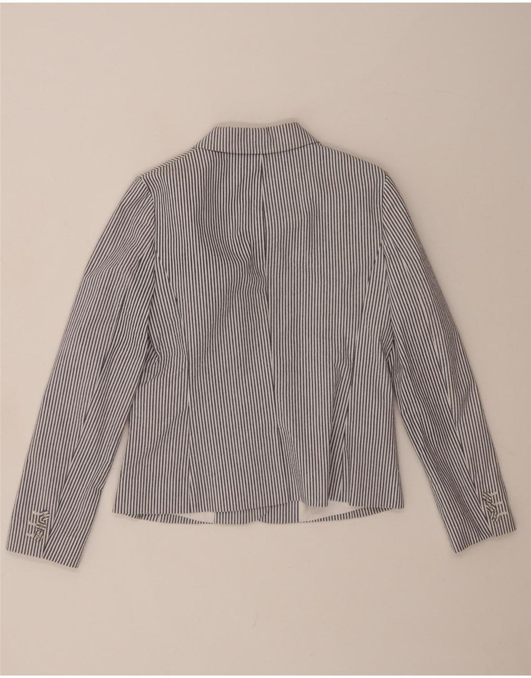 HOBBS Womens 2 Button Blazer Jacket UK 10 Small Blue Pinstripe Cotton
