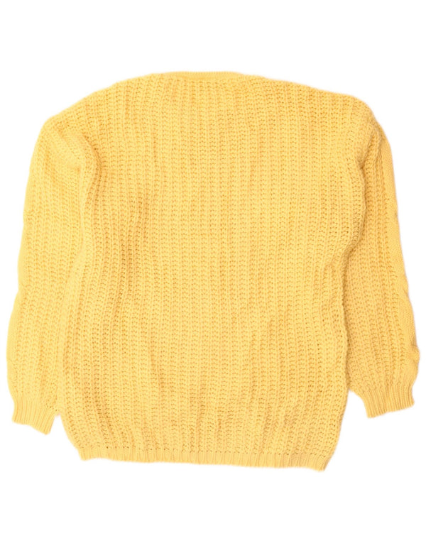 STEFANEL Womens Longline Crew Neck Jumper Sweater UK 16 Large Yellow Wool