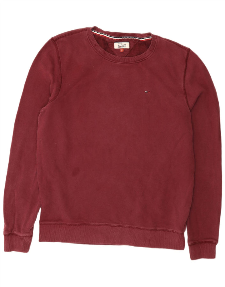 Tommy Hilfiger Herre Sweatshirt Jumper Large Bourgogne Bomuld
