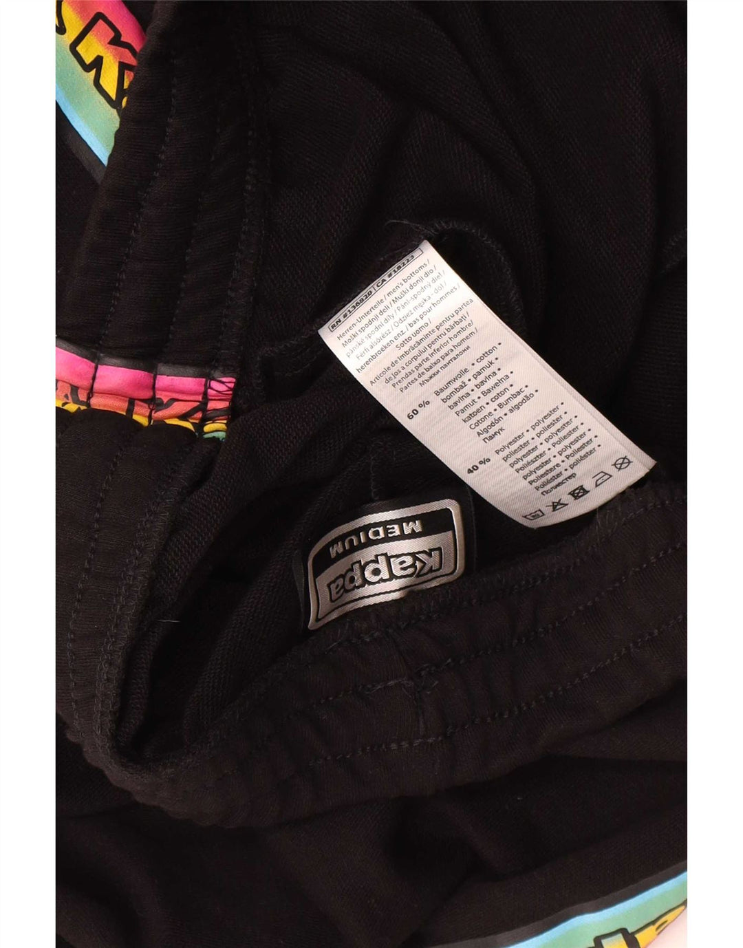 Kappa Herre grafiske sportsshorts Medium Sort Colourblock Bomuld