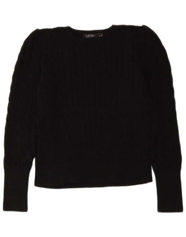 Ralph Lauren Dame Crew Neck Jumper Sweater UK 16 Stor sort bomuld