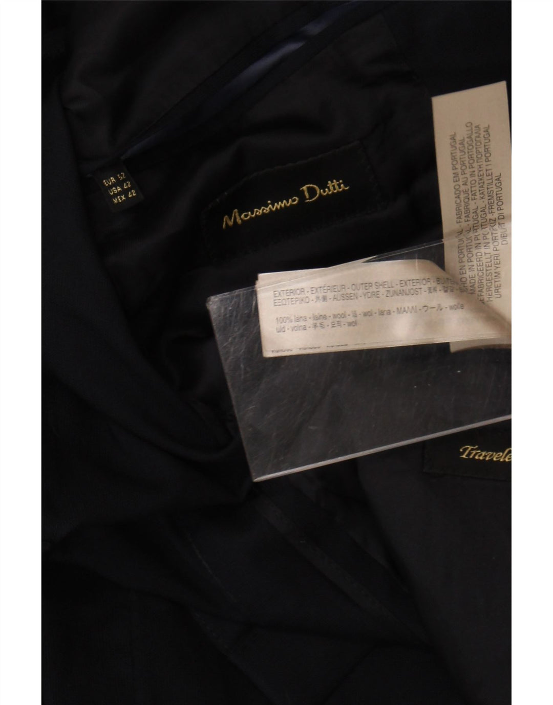Massimo Dutti Herre 2-knaps blazerjakke EU 52 Stor marineblå uld