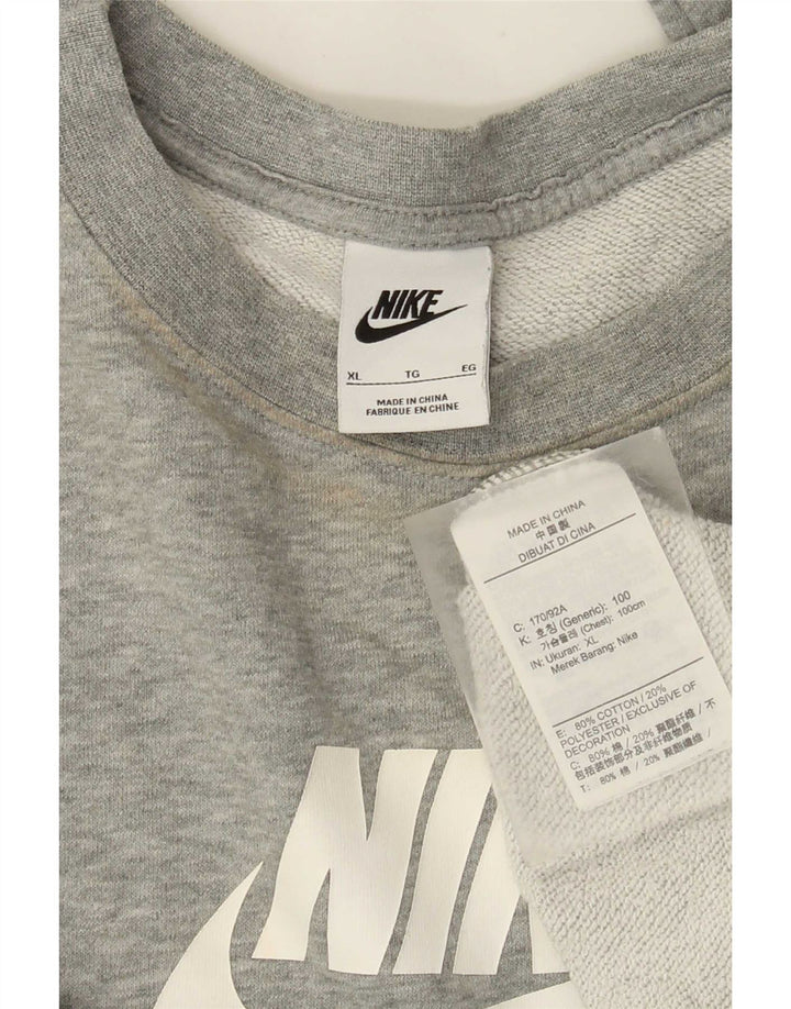 Nike Dame Grafisk Oversized Sweatshirt Jumper UK 18 XL Grå Flecked
