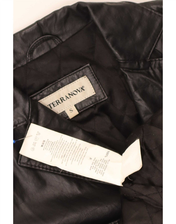 Terranova Dame 2 Knaps Læder Blazer Jacket UK 10 Lille Sort