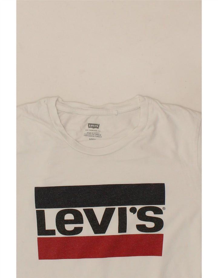 LEVI'S Womens Graphic T-Shirt Top UK 10 Small White Cotton Vintage Levi's and Second-Hand Levi's from Messina Hembry 