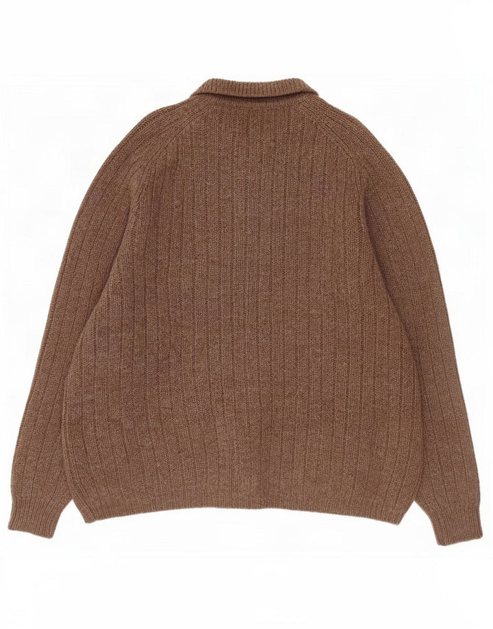 MC Kenzy Herre Cardigan Sweater Stor Brun Uld