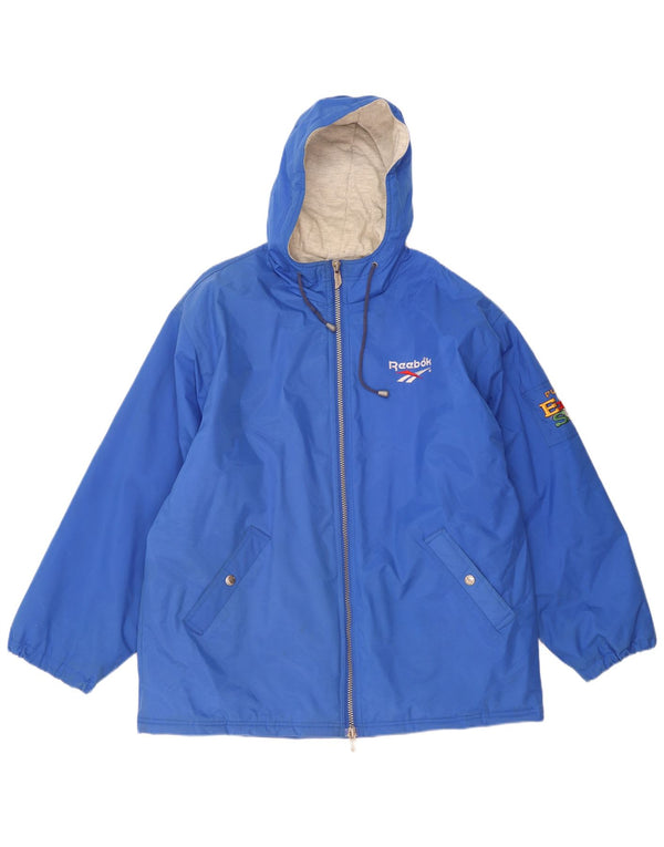 Reebok Herre Grafisk Hooded Windbreaker Jacket UK 42 XL Blå Polyamid