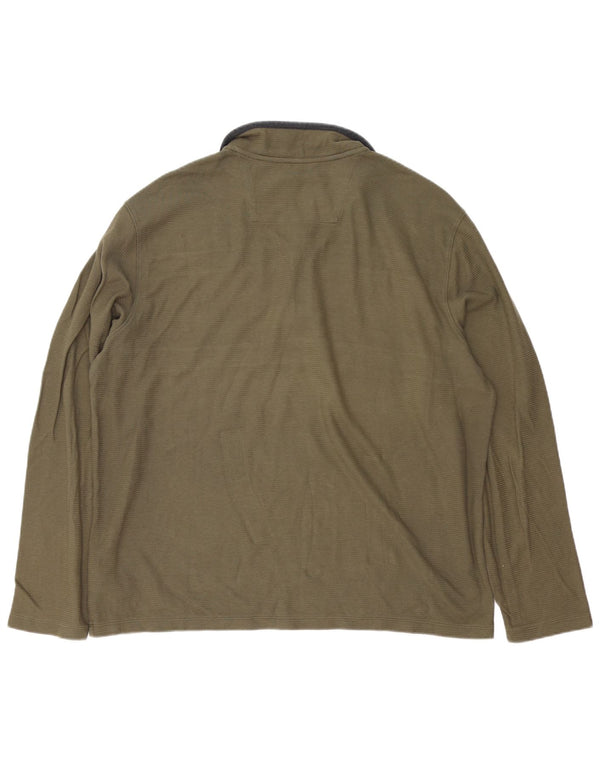 Calvin Klein Herre lynlåshals top langærmet 2XL Khaki Colourblock Bomuld