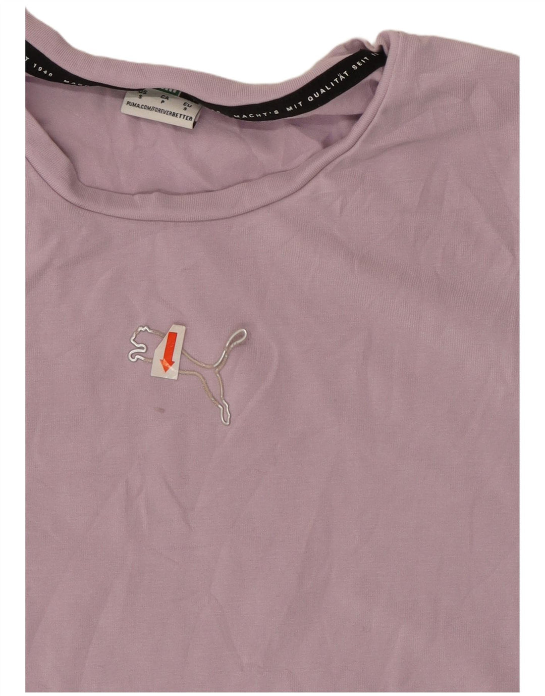 Puma Womens Crop T-Shirt Top UK 10 Lille Lilla Bomuld