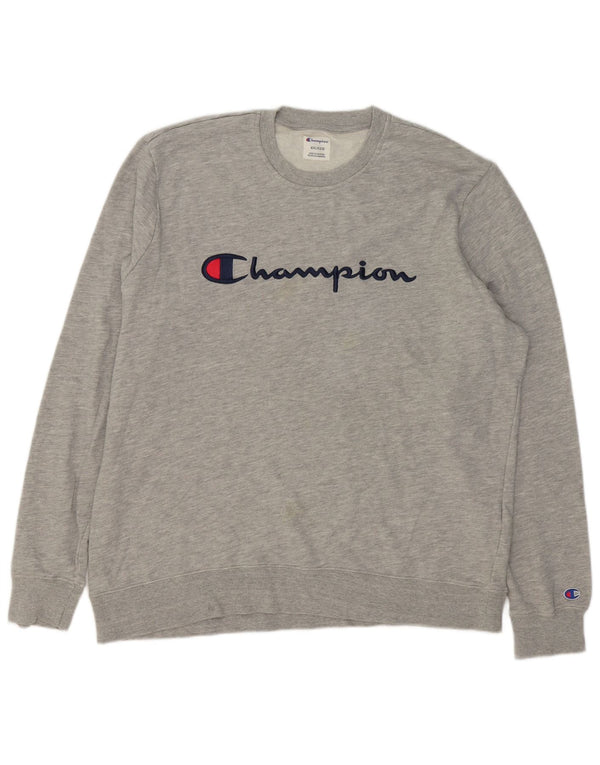 Champion Herre Grafisk Sweatshirt Jumper 2XL Grå Flecked Bomuld