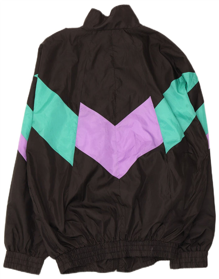 Vintage træningsdragt til mænd, topjakke, stor sort farveblok