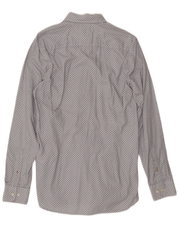 TOMMY HILFIGER Mens Slim Fit Shirt Medium White Spotted Cotton