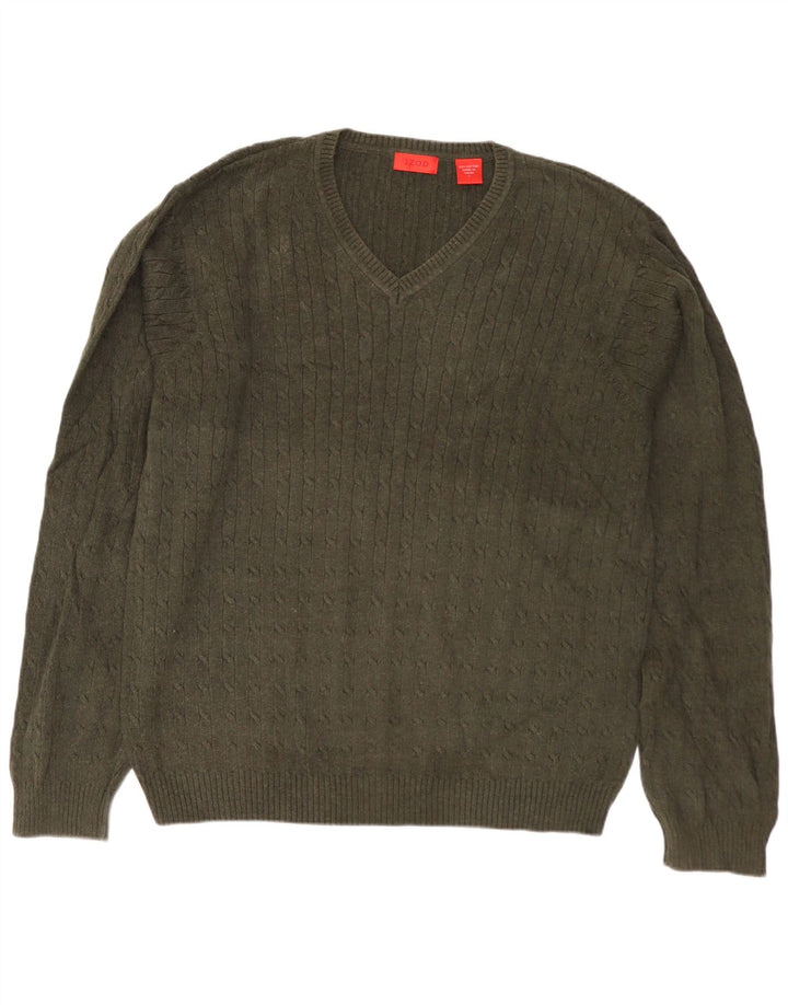 Izod Herre V-hals sweater Stor Khaki Bomuld