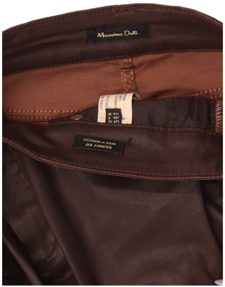 MASSIMO DUTTI Womens Waxed Skinny Trousers EU 40 Medium W30 L29 Brown