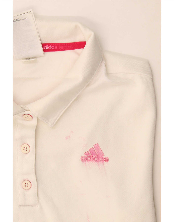 Adidas Dame Climalite Polo Shirt UK 8/10 Small White Polyester
