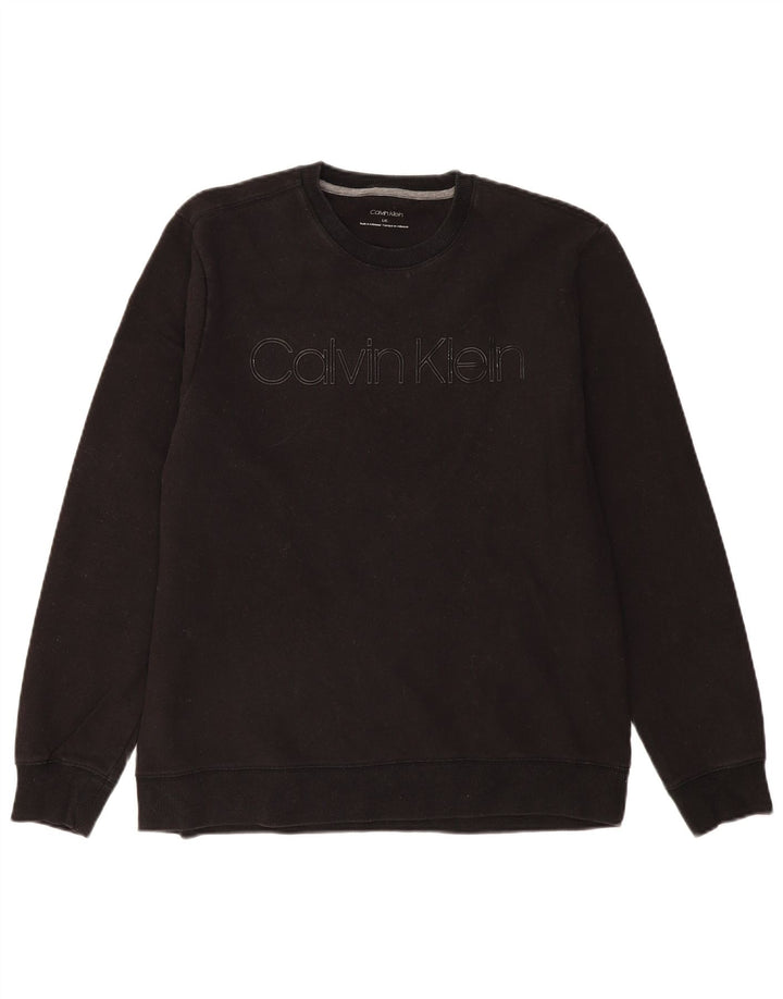CALVIN KLEIN Mens Graphic Sweatshirt Jumper Large Black Cotton