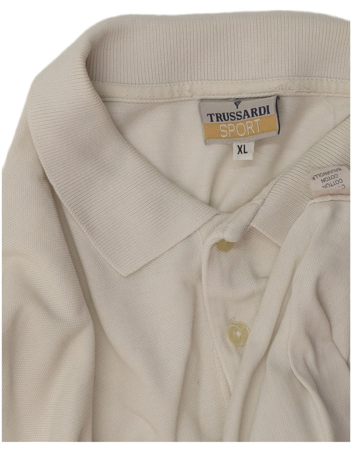TRUSSARDI herre poloshirt XL hvid bomuld