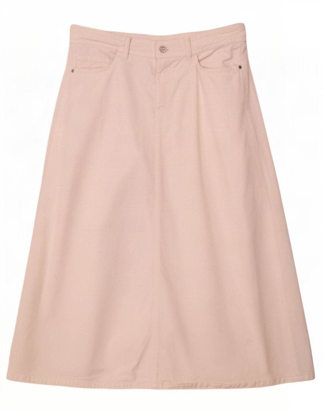 Zara Dame Midi Denim Nederdel Medium W28 Hvid Bomuld