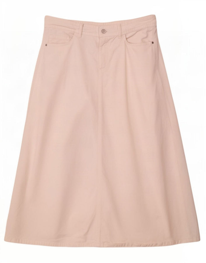 Zara Dame Midi Denim Nederdel Medium W28 Hvid Bomuld