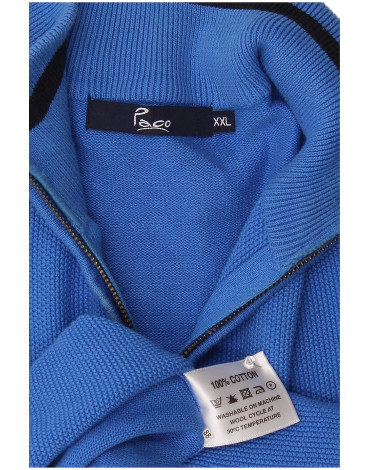 Paco Herre Zip Neck Jumper Sweater 2XL Blå Bomuld