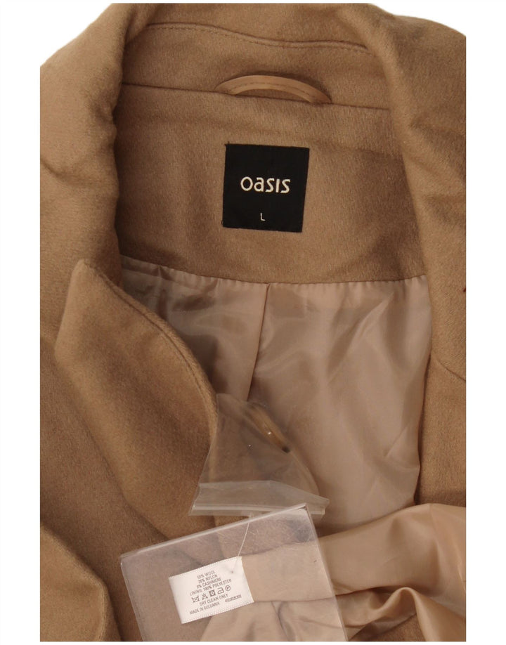 Oasis Dame Dobbeltradet Frakke UK 16 Stor Beige Uld