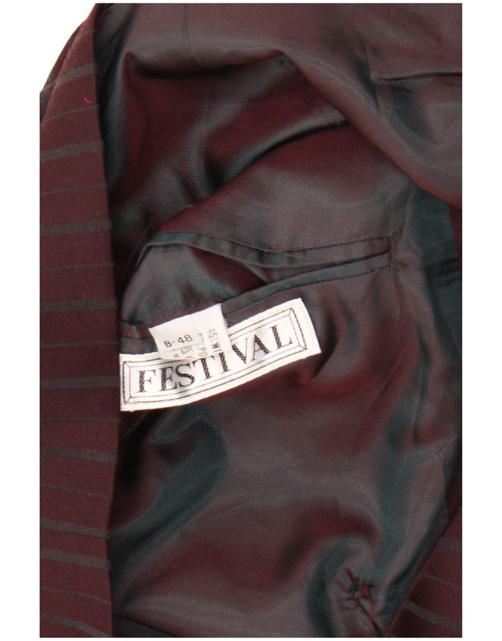 Vintage Dame Dobbeltradet Blazer Jacket IT 48 XL Burgundy Pinstripe