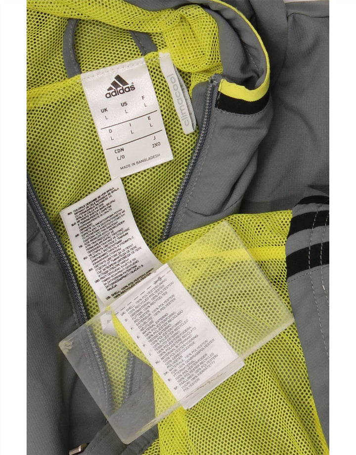 Adidas Herre Climacool Grafisk Regnjakke med Hætte UK 40 Stor Grå Polyester