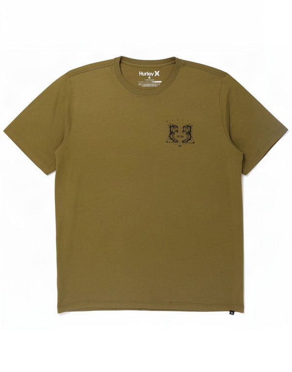 Hurley Herre Dri Fit Grafisk T-Shirt Top XL Khaki Bomuld