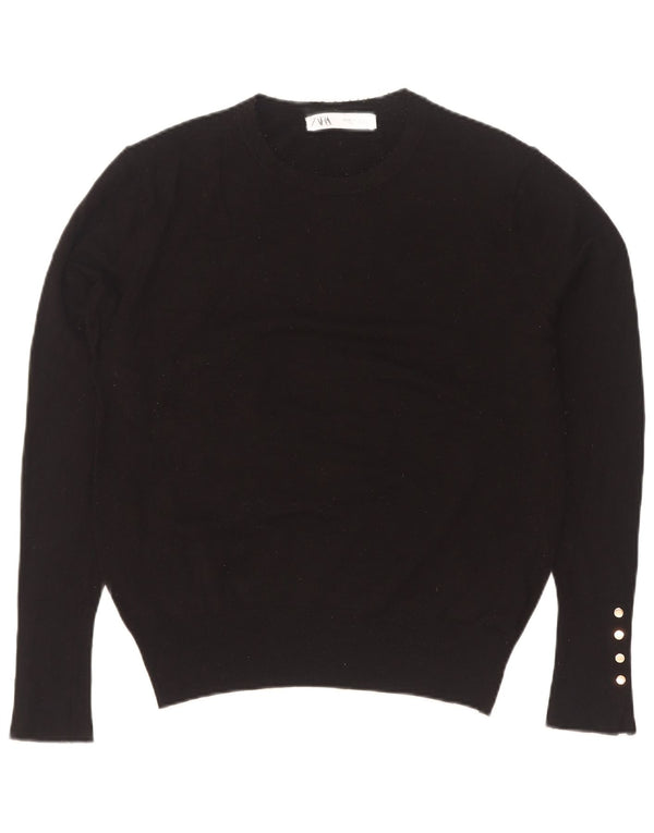 Zara Dame sweater med rund hals DK 14 XL Sort viskose