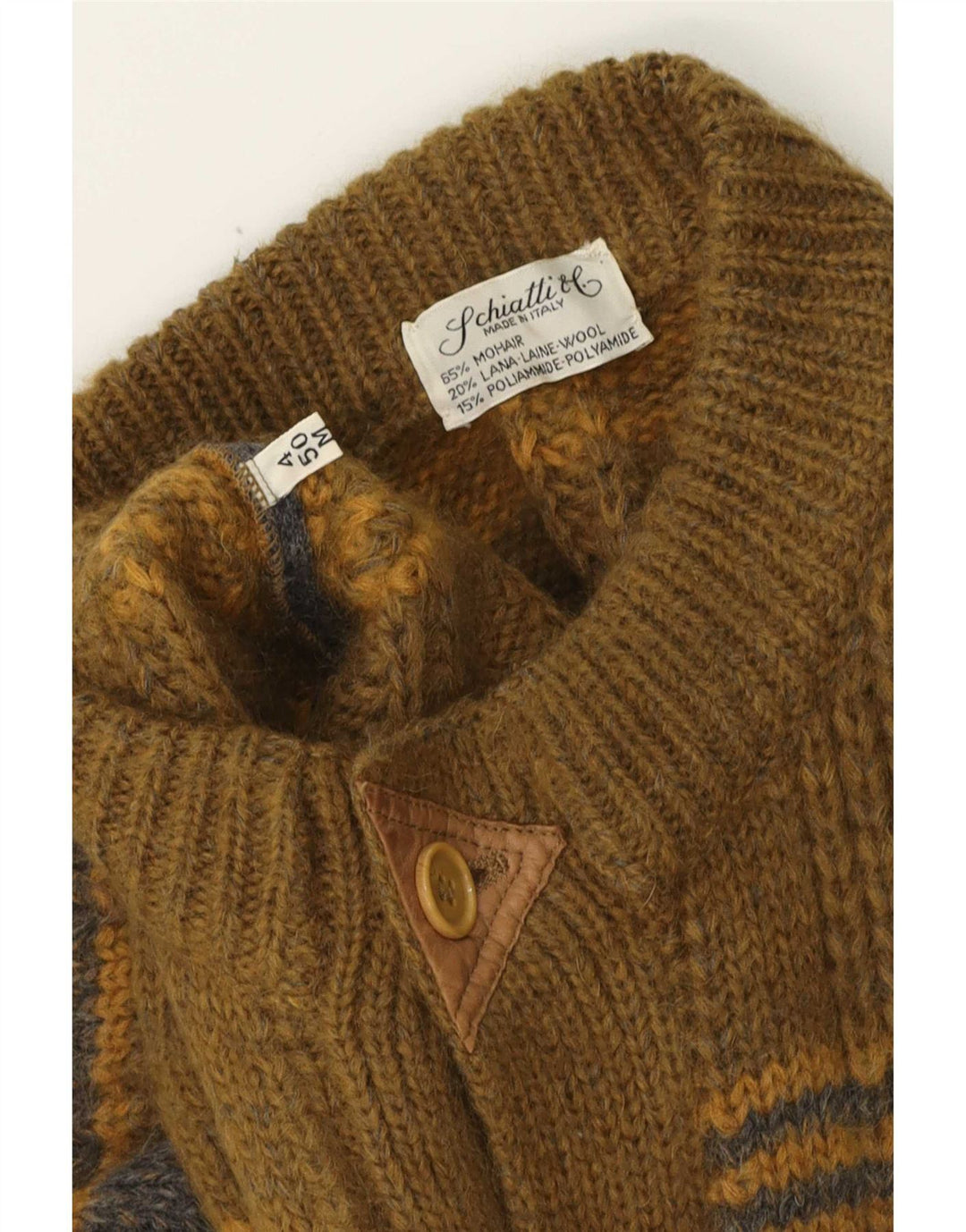 Schiatti&Co Herre Cardigan Sweater Medium Grøn Colourblock Mohair
