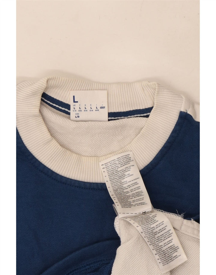 REEBOK oversize sweatshirttrøje til kvinder UK 16/18 Stor blå farveblok