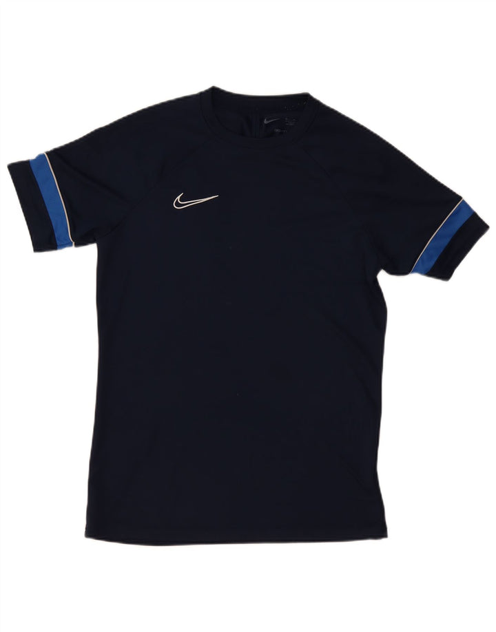 Nike Herre Dri Fit T-shirt Top Medium Marineblå Colourblock Polyester