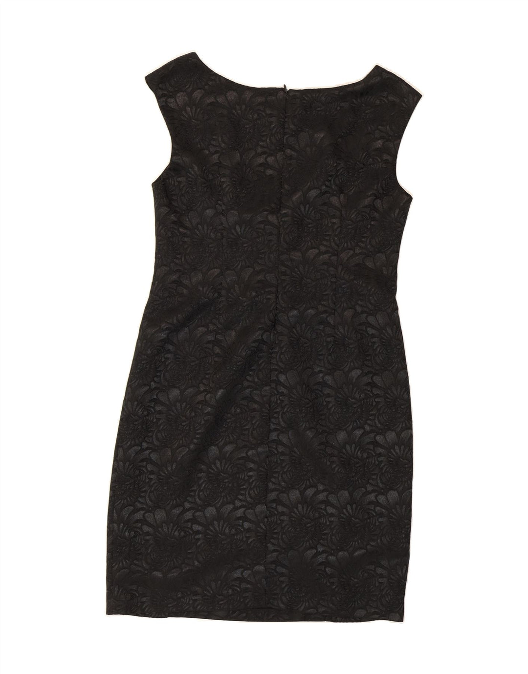 VINTAGE Womens Sleeveless Sheath Dress UK 12 Medium Black Floral Polyester Vintage Vintage and Second-Hand Vintage from Messina Hembry 