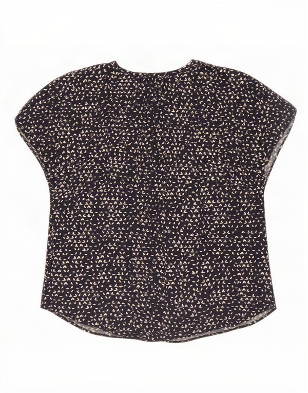 Jigsaw Damebluse Top UK 12 Medium Navy Blue Spotted Viscose