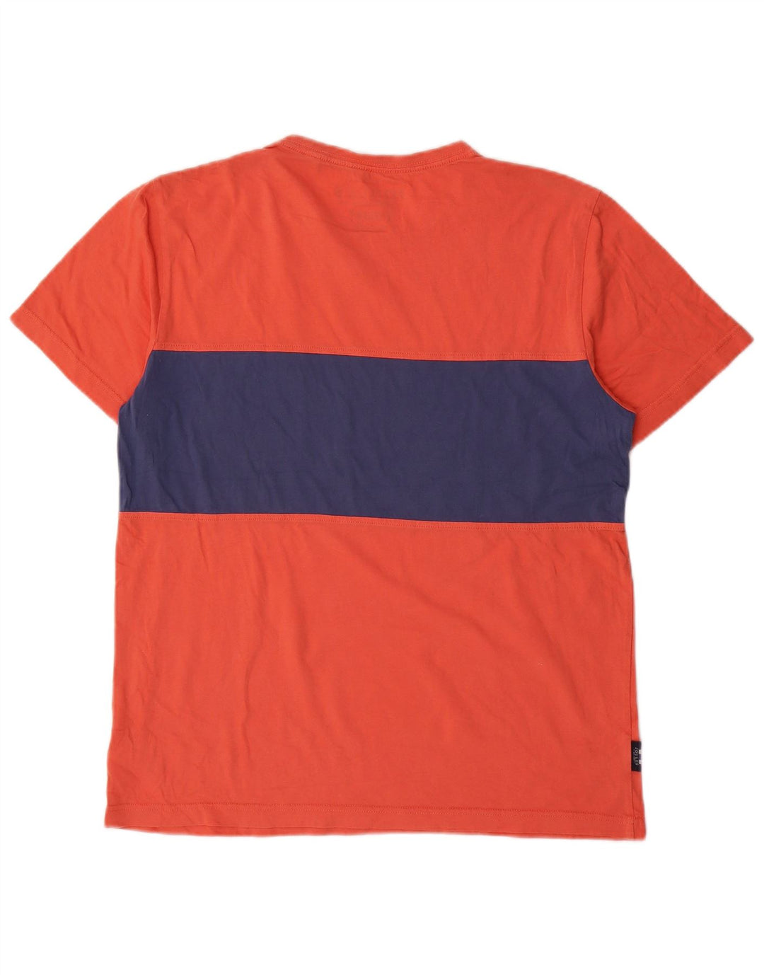 Joules Herre T-Shirt Top Medium Orange Colourblock Bomuld
