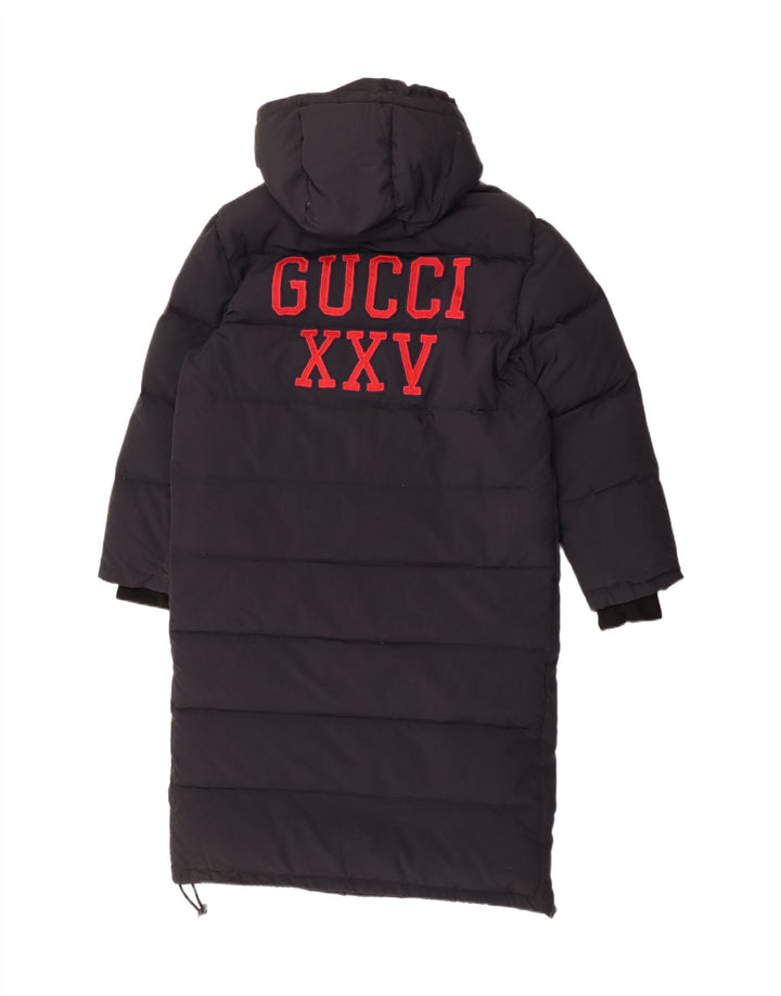 Gucci Herre grafisk hættepolstret frakke IT 46 Stor sort polyamid