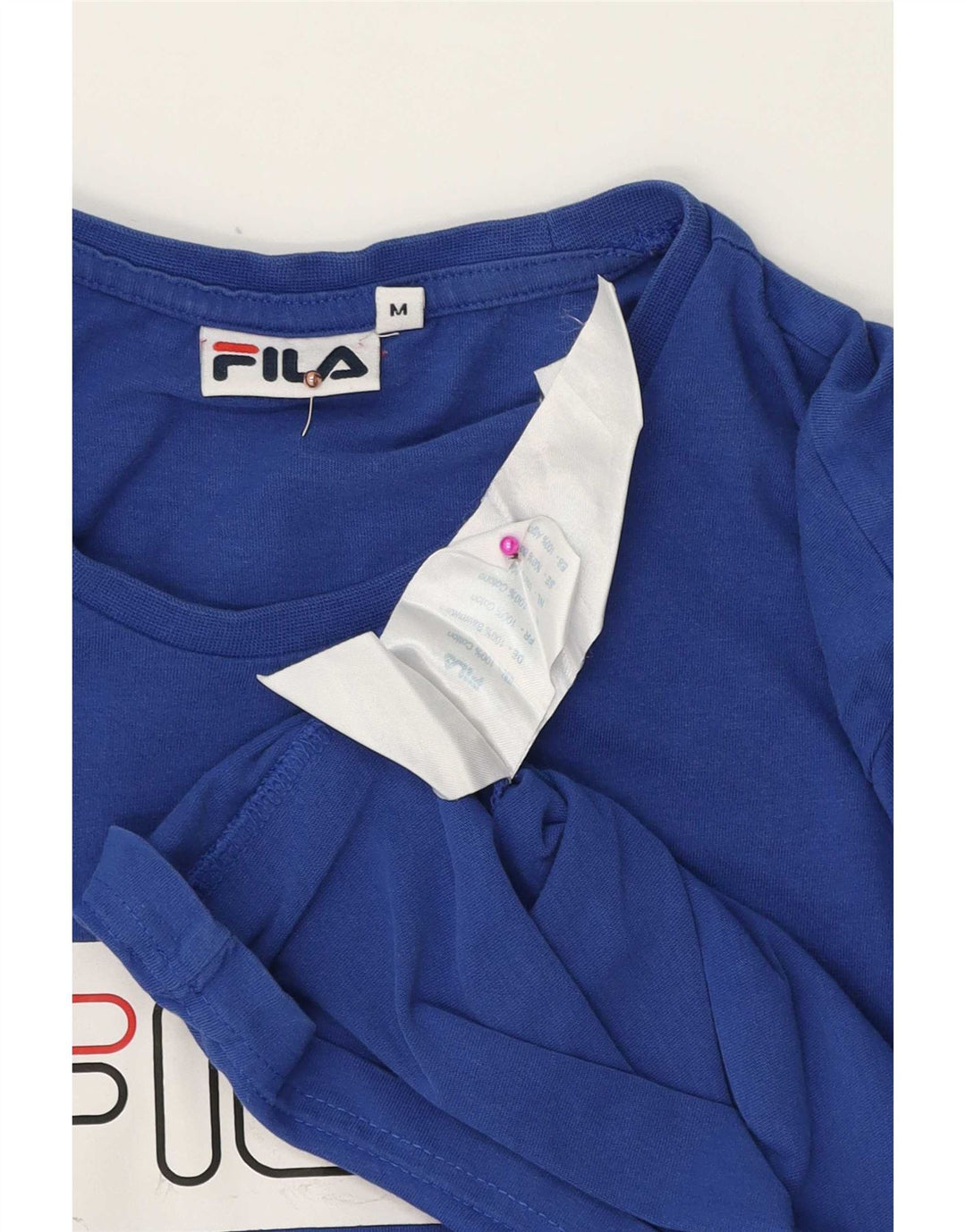 Fila Herre Grafisk T-Shirt Top Medium Blå Bomuld