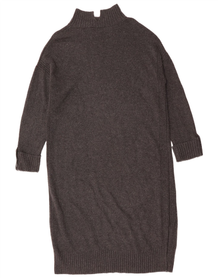 MINT FLØJEL Dame Langærmet Oversized Jumper Kjole UK 14 Medium Grey