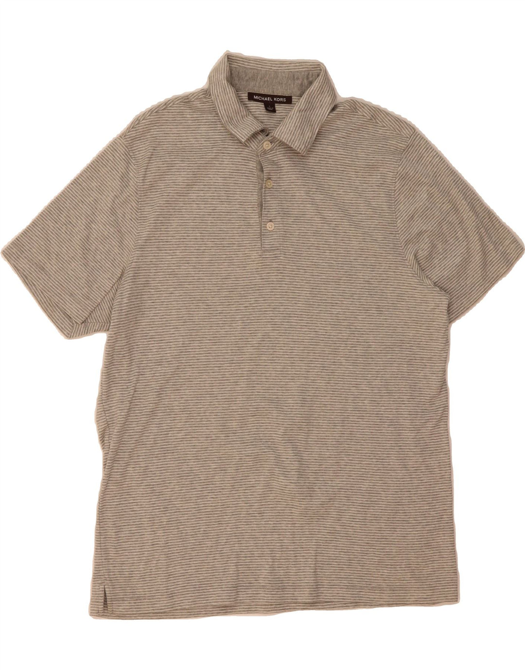 MICHAEL KORS Mens Polo Shirt Large Grey Pinstripe Cotton Vintage Michael Kors and Second-Hand Michael Kors from Messina Hembry 