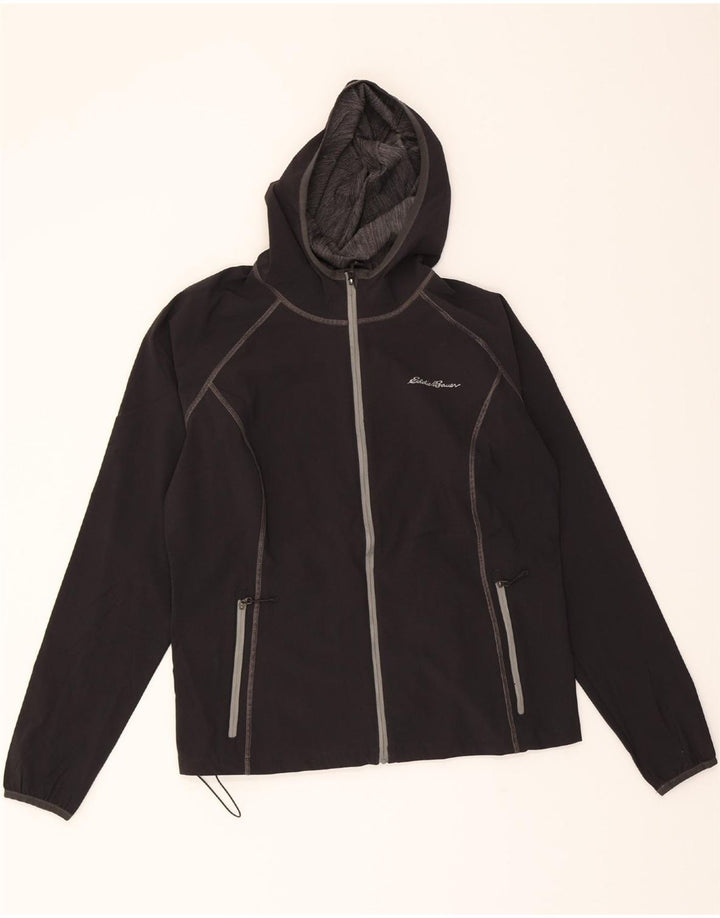 EDDIE BAUER Womens Hooded Tracksuit Top Jacket UK 16 Large Black Nylon Vintage Eddie Bauer and Second-Hand Eddie Bauer from Messina Hembry 
