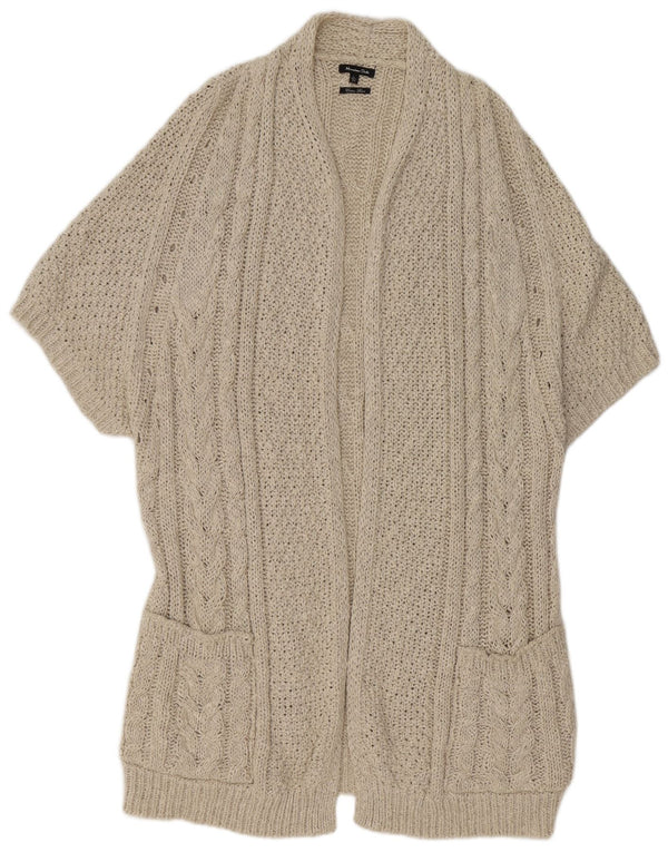 Massimo Dutti Dame Kortærmet Cardigan Sweater UK 16 Stor Beige
