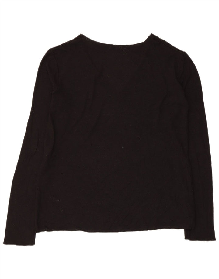 ZARA Dame V-hals sweater UK 16 Stor Sort Viscose