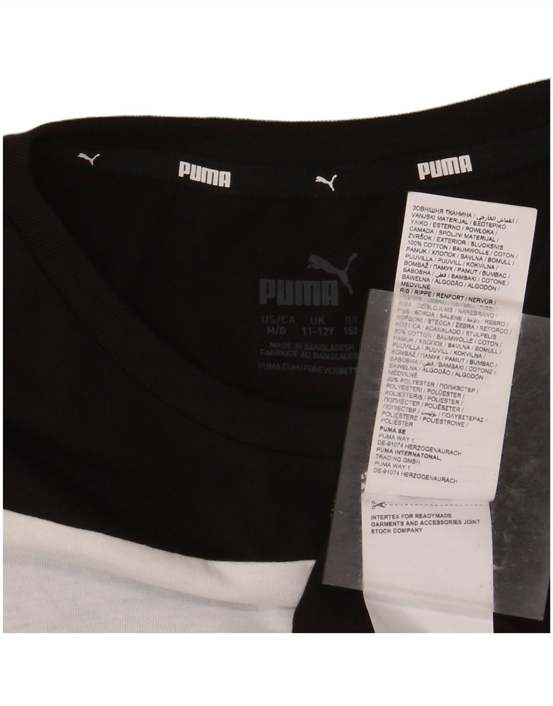 Puma Boys Grafisk T-Shirt Top 11-12 år Sort Colourblock Bomuld