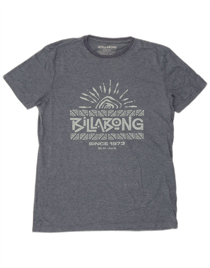 BILLABONG Herre Slim Fit Grafisk T-Shirt Top Lille Blå Bomuld