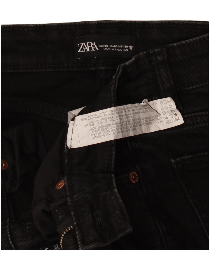 Zara Dame Cropped Jeans EU 40 Medium W30 L25 Sort Bomuld