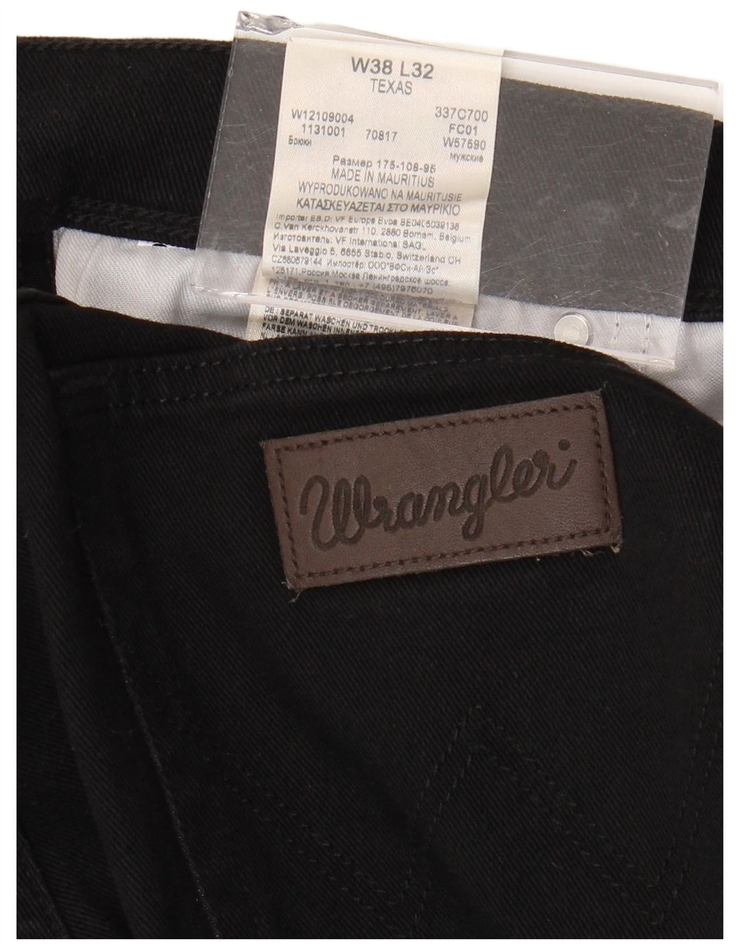 WRANGLER Herre Texas Straight Jeans W38 L32 Sort Bomuld