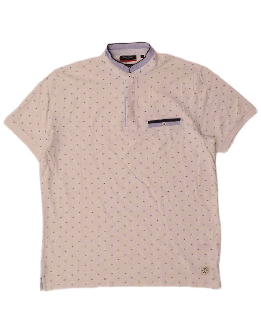 Pierre Cardin Herre abstrakt mønster poloshirt Stor hvid bomuld